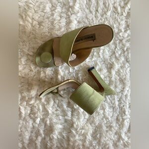 RARE Manolo Blahnik sage Green Mules